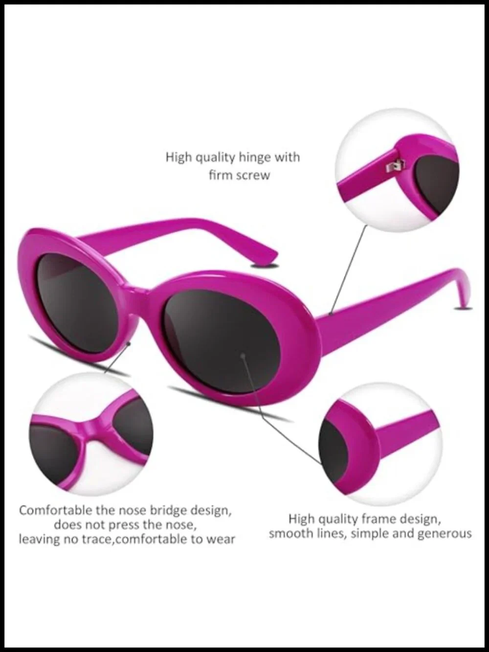 Oval Retro Sunglasses with UV400 Protection Wrap Around Frame